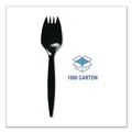 Food Service | Boardwalk BWKSPORKBLPP Mediumweight Polypropylene Spork Cutlery - Black (1000/Carton) image number 5