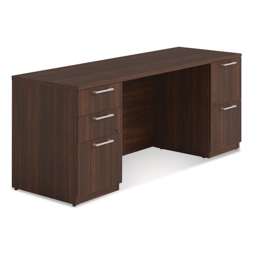 Office Desks & Workstations | Alera AE1NZK-UF2472FF HRG 72 in. x 24 in. x 29 in. Seville Series Double Pedestal Credenza - Mahogany image number 0