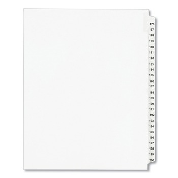 Avery 11 in. x 8.5 in. 25-Tab 176 to 200 Avery Style Preprinted Legal Exhibit Side Tab Index Dividers - White (1-Set)