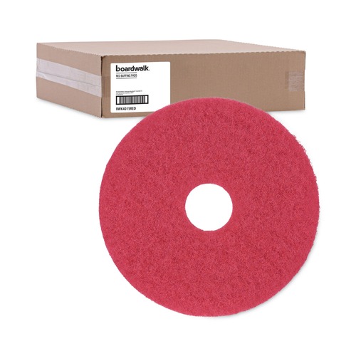 Cleaning & Janitorial Accessories | Boardwalk BWK4015RED 15 in. Buffing Floor Pads - Red (5/Carton) image number 0