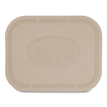 World Centric 7.8 in. x 10.1 in. x 0.5 in. Paper Fiber Lids for Fiber Containers - Natural (400/Carton)