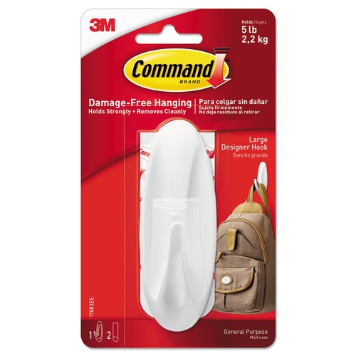 Customer Appreciation Sale - Save up to $60 off | Command 17083ES 5 lbs. Capacity General Purpose Plastic Hooks - Large, White (1/Pack) image number 0