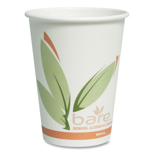 Cups and Lids | SOLO 412RCN-J8484 12 oz. Bare Eco-Forward Recycled Content PCF Paper Hot Cups - Green/White/Beige (1000/Carton) image number 0