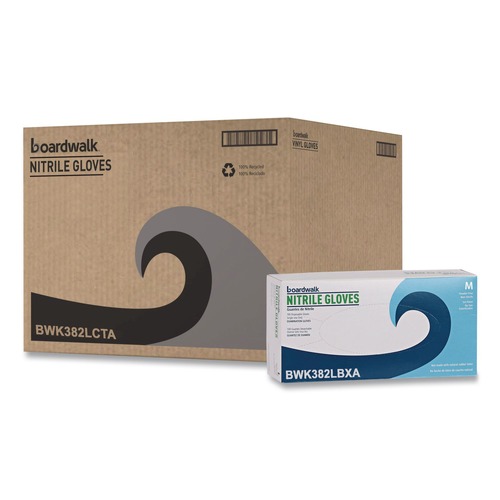 Disposable Gloves | Boardwalk 382LCTA 5 mil Disposable Examination Nitrile Gloves - Large, Blue (1000/Carton) image number 0