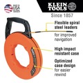 Klein Tools 56350 50 ft. Fiberglass Fish Tape with Spiral Steel Leader image number 1