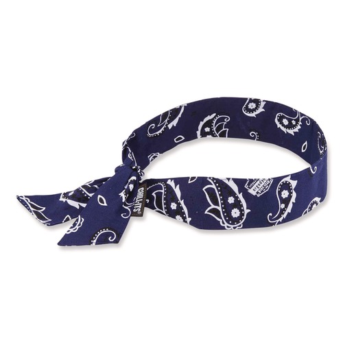 Cooling Gear | Ergodyne 12306 Chill-Its 6700 One Size Fits Most Cooling Bandana Polymer Tie Headband - Navy Western image number 0