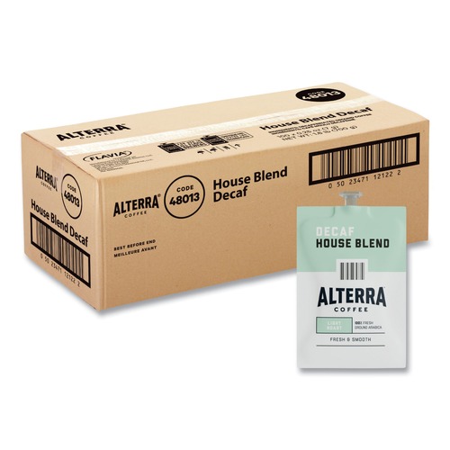 Coffee | FLAVIA 48013 0.25 oz. Pouch Alterra Coffee Freshpack - Decaf House Blend (100/Carton) image number 0