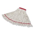 Mops | Rubbermaid Commercial FGA21306WH00 Web Foot Cotton/Synthetic 1 in. Headband Shrinkless Looped-End Wet Mop Head - Large, White image number 2