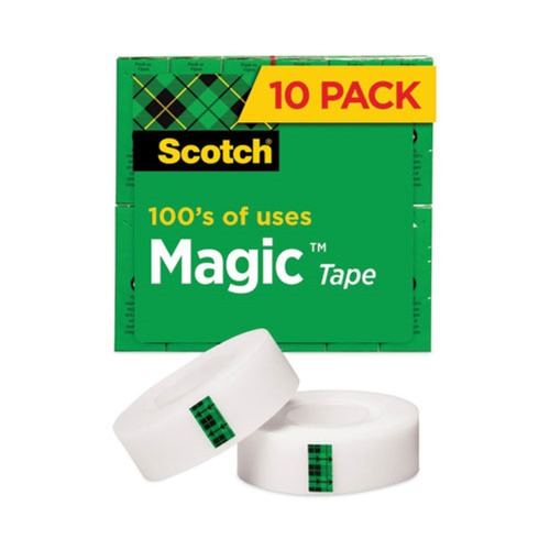 Scotch 810P10K 1 in. Core 0.75 in. x 83.33 ft. Magic Tape Value Pack - Clear (10-Piece/Pack) image number 0