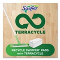 Cleaning Cloths | Swiffer 80374499 10 in. x 4.8 in. Sweeper Mop - White Cloth Head/Green/Silver Handle (6/Carton) image number 1
