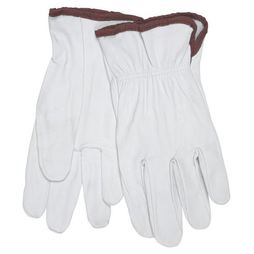 Work Gloves | MCR Safety 3601M Grain Goatskin Driver Gloves - Medium, White (1 Dozen) image number 0