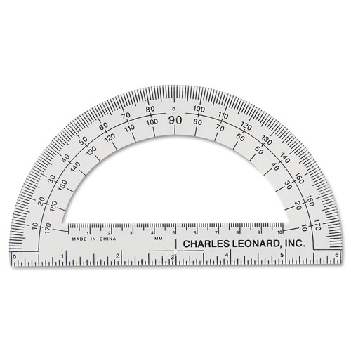 Office Jansan | Charles Leonard 77106 6 in. Ruler Edge Plastic Open Center Protractor - Clear image number 0