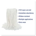 New Year New Savings! Save $25 off $150 | Boardwalk BWK2020REA #20 Cut-End Rayon Wet Mop Head - White image number 5