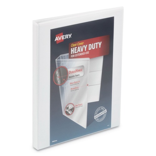 Office Jansan | Avery 79767 3 One Touch Slant Rings 0.5 in. Capacity 11 in. x 8.5 in. Heavy-Duty View Binder with DuraHinge - White image number 0