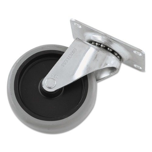Jobsite Accessories | Rubbermaid Commercial FG1011L20000 4 in. Wheel Swivel Mount Plate Non-Marking Plate Casters - Black/Gray/Silver image number 0