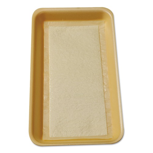 International Tray Pads TA1341108 6 in. x 4.5 in. Meat Paper Tray Pads - White/Yellow (1000/Carton)