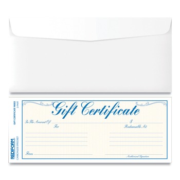 Rediform 8.5 in. x 3.67 in. Gift Certificates with Envelopes - Blue/Gold with Blue Border (25/Pack)