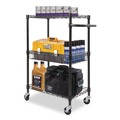 Office Jansan | Alera ALESW342416BA 28 in. x 16 in. x 39 in. 500-lbs. Capacity 3-Tier Wire Rolling Cart - Black Anthracite image number 3