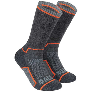 Klein Tools 60509 1 Pair Performance Thermal Socks - X-Large, Dark Gray/Light Gray/Orange