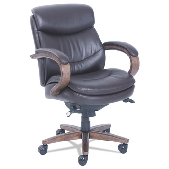 La-Z-Boy Woodbury Mid-Back Executive Chair, Supports Up To 300 Lb, 18.75-in To 21.75-in Seat Height, Brown Seat/back, Weathered Sand Base