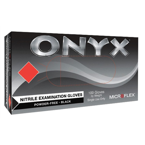Work Gloves | MicroFlex N643 100-Piece Onyx Non-Latex Textured Disposable Nitrile Gloves Pack - L, Black image number 0