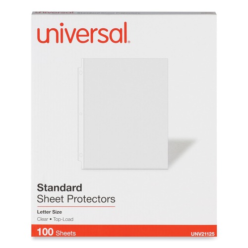 Office Jansan | Universal UNV21125 Standard Top-Load Poly Sheet Protectors - Letter, Clear (100/Box) image number 0