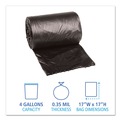 Trash Bags | Boardwalk H3417RKKR01 17 in. x 17 in. 4 gal. 0.35 mil Low-Density Waste Can Liners - Black (1000/Carton) image number 2