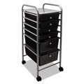 Office Jansan | Advantus 34005 1 Shelf 6 Drawers 13 in. x 15.38 in. x 32.13 in. Metal Portable Drawer Organizer - Matte Gray/Smoke image number 0
