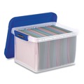 Office Jansan | Bankers Box 0086201 14 in. x 17.38 in. x 10.5 in. Letter/Legal Heavy Duty Plastic File Storage - Clear/Blue image number 4