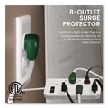 Office Electronics & Batteries | GoGreen Power GG-18316WH 6 ft. Cord 750 Joules 8-Outlet Surge Protector - White image number 2
