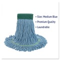 Cleaning & Janitorial Supplies | Boardwalk BWK502BLCT 5 in. Headband Super Loop Cotton/Synthetic Fiber Wet Mop Head - Medium , Blue (12/Carton) image number 6