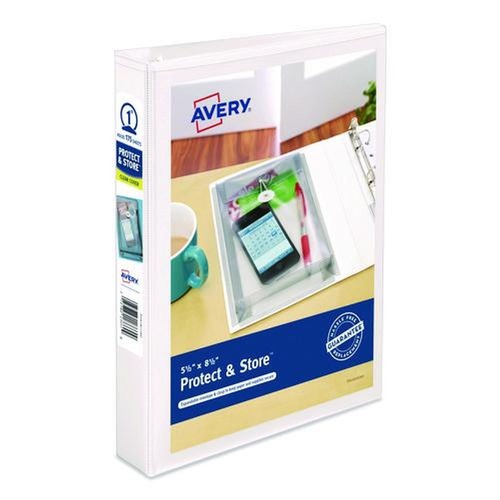 Office Jansan | Avery 23011 1 in. Capacity 8.5 x 5.5 Mini Size Protect and Store View Binder with 3 Round Rings - White image number 0