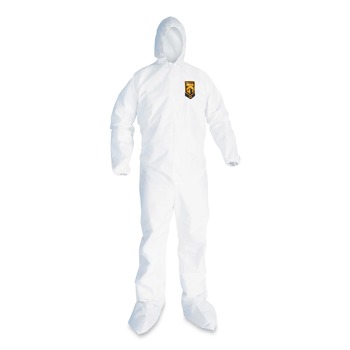 Ansell KCC49127 A20 Elastic-Back, Hood and Boots Breathable Particle Protection Coveralls - Quadruple Extra Large, White (20/Carton)
