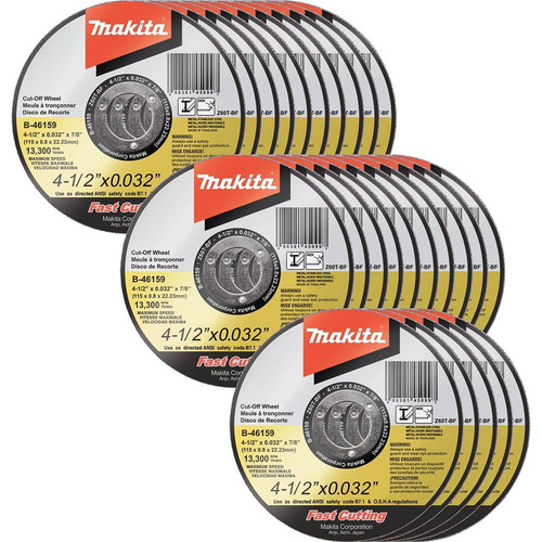 Grinding Sanding Polishing Accessories | Makita B-46159-25 4-1/2 in. x .032 in. x 7/8 in. Ultra Thin Cut-Off Grinding Wheel (25-Pack) image number 0