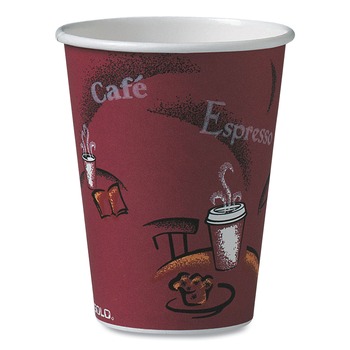 SOLO 412SIN-0041 12 oz. Paper Bistro Design Hot Drink Cups - Maroon (1000/Carton)