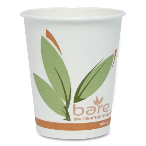 Dart 370RC-J8484 Bare Eco-Forward 10 oz. Recycled Content Paper Hot Cups - Green/White/Beige (1000/Carton) image number 0