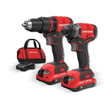 COMBO KITS | Craftsman CMCK210C2 V20 Brushless Lithium-Ion Cordless Compact Drill Driver and Impact Driver Combo Kit with 2 Batteries (1.5 Ah)