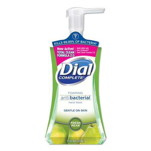  | Dial DIA 02934 7.5 oz. Antibacterial Foaming Hand Wash Pump Bottle - Fresh Pear Scent (8/Carton) image number 0
