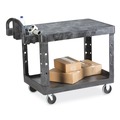 Cleaning Carts | Rubbermaid Commercial FG450500BLA 19.19 in. x 37.88 in. x 33.33 in. 500 lb. Capacity Plastic Flat Shelf Utility Cart - Black image number 2