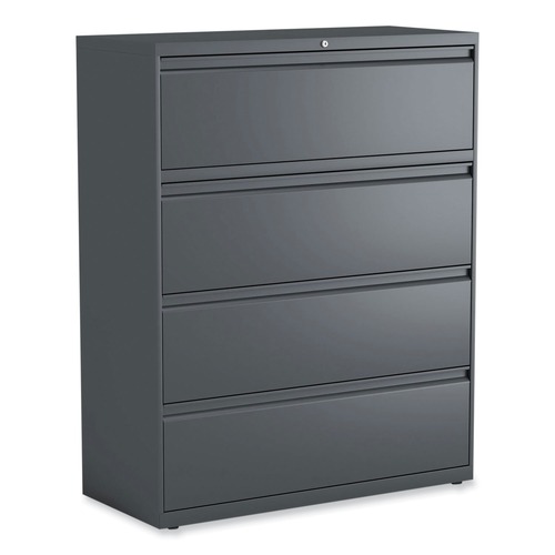 Alera 25511 4-Drawer 42 in. x 18 in. x 52.5 in. Lateral File Cabinet - Charcoal image number 0