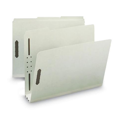 File Folders | Smead 15005 3 in. Expansion 2 Fasteners Letter Size Recycled Pressboard Fastener Folders - Gray-Green Exterior (25/Box) image number 0