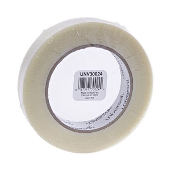Universal UNV30024 3 in. Core 120 lbs./in. 24 mm x 54.8 m Utility Grade Filament Tape - Clear (1-Roll)