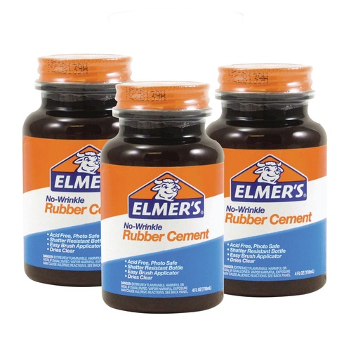 Tapes & Adhesives | Elmer's E904-BNDL 4 oz. Rubber Cement with Brush Applicator - Dries Clear (3 Each) image number 0