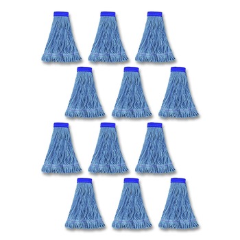 Boardwalk 5 in. Super Loop Cotton/Synthetic Fiber Wet Mop Head - X-Large, Blue (12/Carton)