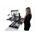 Cleaning & Janitorial Supplies | Victor VCTDCX710G 31 in. x 31.25 in. x 5.25 in. to 20 in. High Rise Height Adjustable Standing Desk with Keyboard Tray - Gray/Black image number 0
