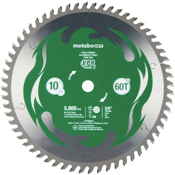 Metabo HPT 115435M 10 in. 60-Tooth Fine Finish VPR Blade