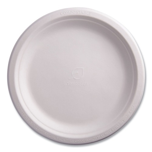 Cutlery | Eco-Products EP-P013PK 9 in. Renewable Sugarcane Plates - Natural White (50/Pack) image number 0