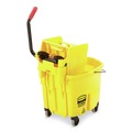 Mop Buckets | Rubbermaid Commercial FG758088YEL 35 qt. WaveBrake 2.0 Side-Press Plastic Bucket/Wringer Combos - Yellow image number 3