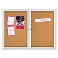  | Quartet 2124 48 in. x 36 in. Cork/Fiberboard Enclosed Cork Bulletin Board - Silver Aluminum Frame image number 2