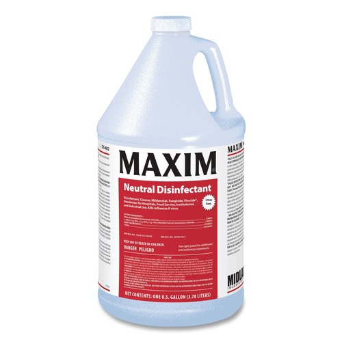 Cleaning & Janitorial Supplies | Maxim 040200-41 1-Gallon Bottle Neutral Disinfectant - Lemon Scent (4/Carton) image number 0